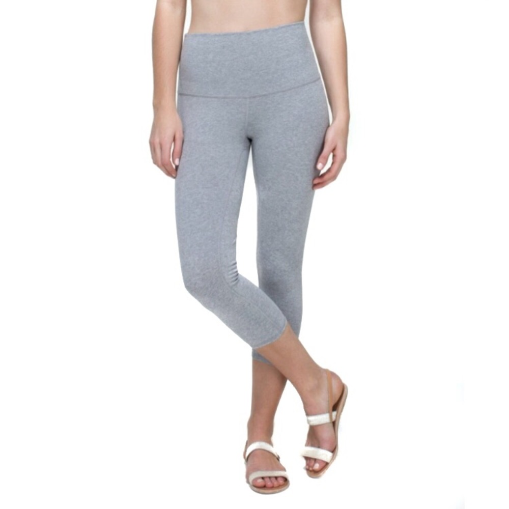 Lululemon High Waisted Gray Wunder Under Crops Foldable Waist Athletic Leggings